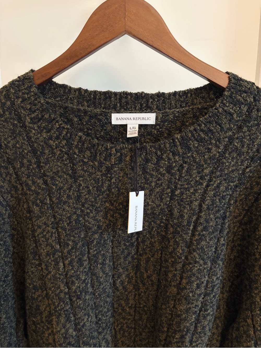 Banana Republic Dark Olive Ribbed Crew Thick Sweater